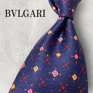 ブルガリ(BVLGARI)の美品 BVLGARI ブルガリ スクエアドット柄 花火 小紋 ネクタイ ネイビー(ネクタイ)