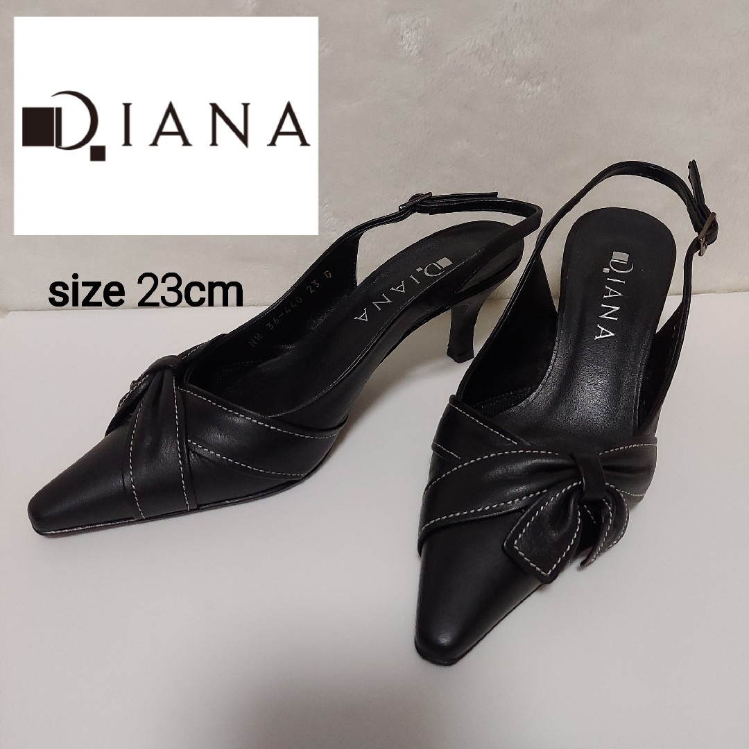 DIANA(ダイアナ)の(美品)DIANA ミュール パンプス レザー ブラック 23 レディースの靴/シューズ(ハイヒール/パンプス)の商品写真
