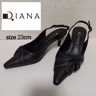 ダイアナ(DIANA)の(美品)DIANA ミュール パンプス レザー ブラック 23(ハイヒール/パンプス)