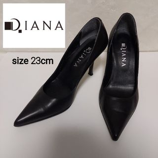 ダイアナ(DIANA)の(美品)DIANA パンプス ポインテッドトゥ ブラック レザー 23(ハイヒール/パンプス)