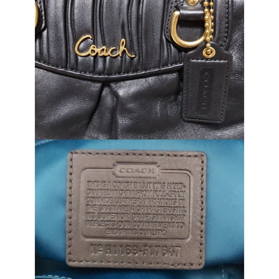 COACH(コーチ)の(極美品)COACH F17647 2way バッグ ブラック ゴールド レディースのバッグ(ショルダーバッグ)の商品写真