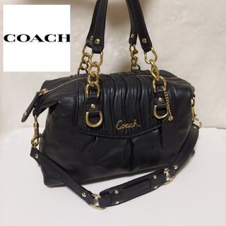 COACH - (極美品)COACH F17647 2way バッグ ブラック ゴールド