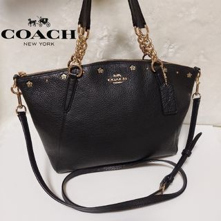 コーチ(COACH)の(極美品)COACH F37773 2way バッグ レザー ブラック ゴールド(ショルダーバッグ)