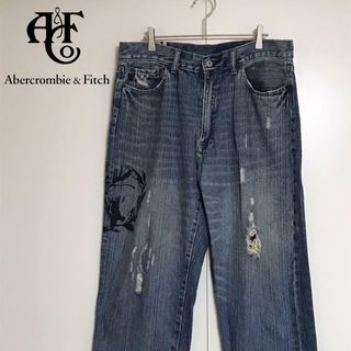 アバクロンビーアンドフィッチ(Abercrombie&Fitch)の【ダメージ加工】アバクロンビー＆フィッチ　セミワイドデニムパンツ　K708(デニム/ジーンズ)