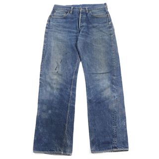 リーバイス(Levi's)の人気○Levi's リーバイス ヴィンテージ 501XX 50's ヒゲ落ち 激シブ 紙パッチ 隠しリベット オフセットベルトループ 銅リベット Vステッチ イエローステッチ オリジナルヴィンテージデニムパンツ インディゴブルー メンズ(デニム/ジーンズ)