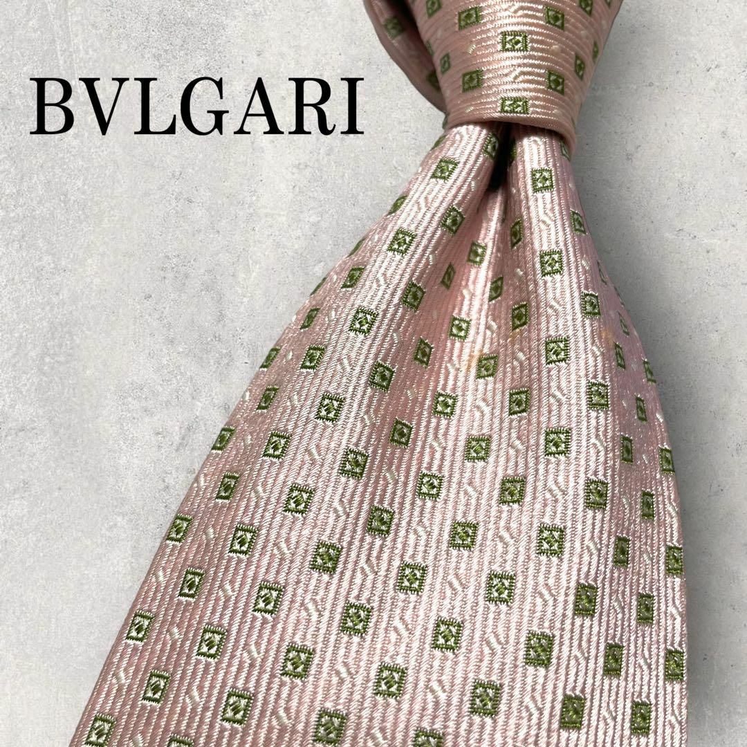 BVLGARI(ブルガリ)のBVLGARI ジャガード セッテピエゲ スクエアドット柄 ネクタイ ピンク メンズのファッション小物(ネクタイ)の商品写真