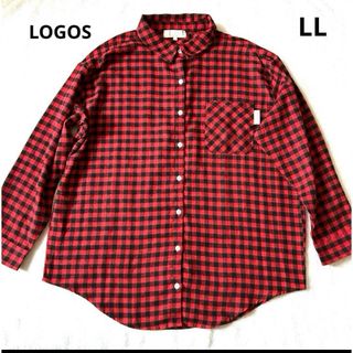 ロゴス(LOGOS)のLOGOS 長袖チェックシャツ　LL 赤×黒(シャツ/ブラウス(長袖/七分))