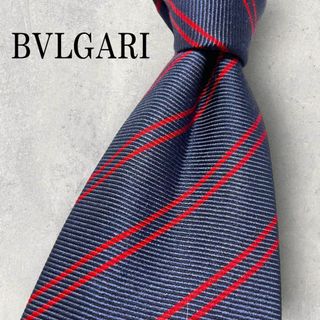 ブルガリ(BVLGARI)のBVLGARI ブルガリ ストライプ ネクタイ ネイビー レッド(ネクタイ)