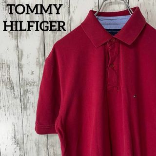 トミーヒルフィガー(TOMMY HILFIGER)のトミーヒルフィガー USA古着 ポロシャツ 半袖ワンポイントロゴ刺繍レッドメンズ(ポロシャツ)