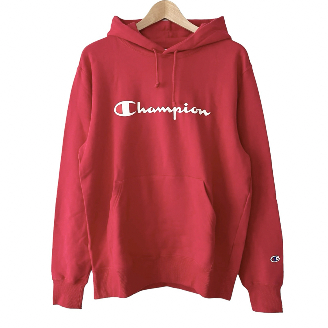 Champion(チャンピオン)の新品タグ付き Champion コットン スウェット 長袖 パーカー 赤 XL メンズのトップス(パーカー)の商品写真