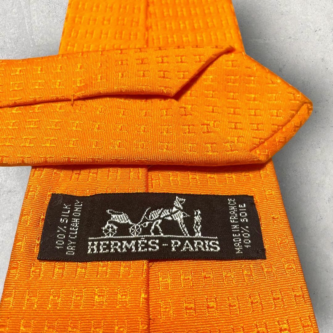 Hermes(エルメス)の極美品 HERMES エルメス ファソネ H柄 総柄 ネクタイ オレンジ メンズのファッション小物(ネクタイ)の商品写真