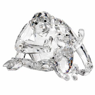 スワロフスキー(SWAROVSKI)のスワロフスキー SWAROVSKI Chimpanzee Mother With Baby 親子 オブジェ 置物 クリスタル 5063689 クリア【中古】(彫刻/オブジェ)