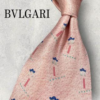 ブルガリ(BVLGARI)の美品 BVLGARI ブルガリ セッテピエゲ 鳥居 門 ネクタイ ピンク(ネクタイ)