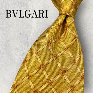 ブルガリ(BVLGARI)の美品 BVLGARI ブルガリ 格子柄 ネクタイ 黄土色 イエロー(ネクタイ)