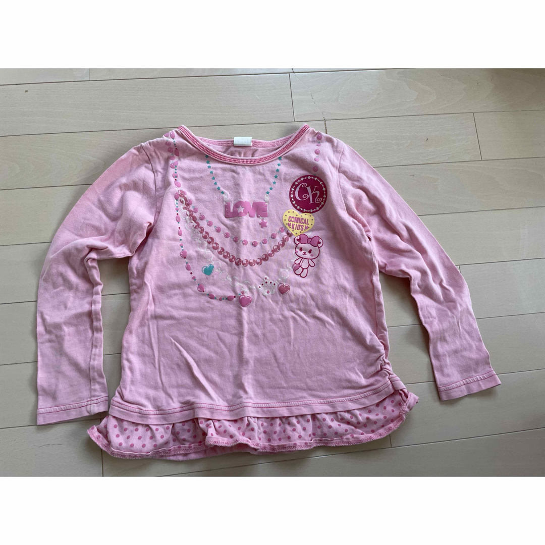 コミカルキッズ　カットソー  ロンT 130 ピンク　長袖Tシャツ キッズ/ベビー/マタニティのキッズ服女の子用(90cm~)(Tシャツ/カットソー)の商品写真