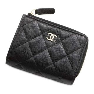 シャネル(CHANEL)のシャネル 三つ折り財布 ココマーク キャビアスキン クラシック スモール フラップ ジップウォレット AP3177 黒(財布)