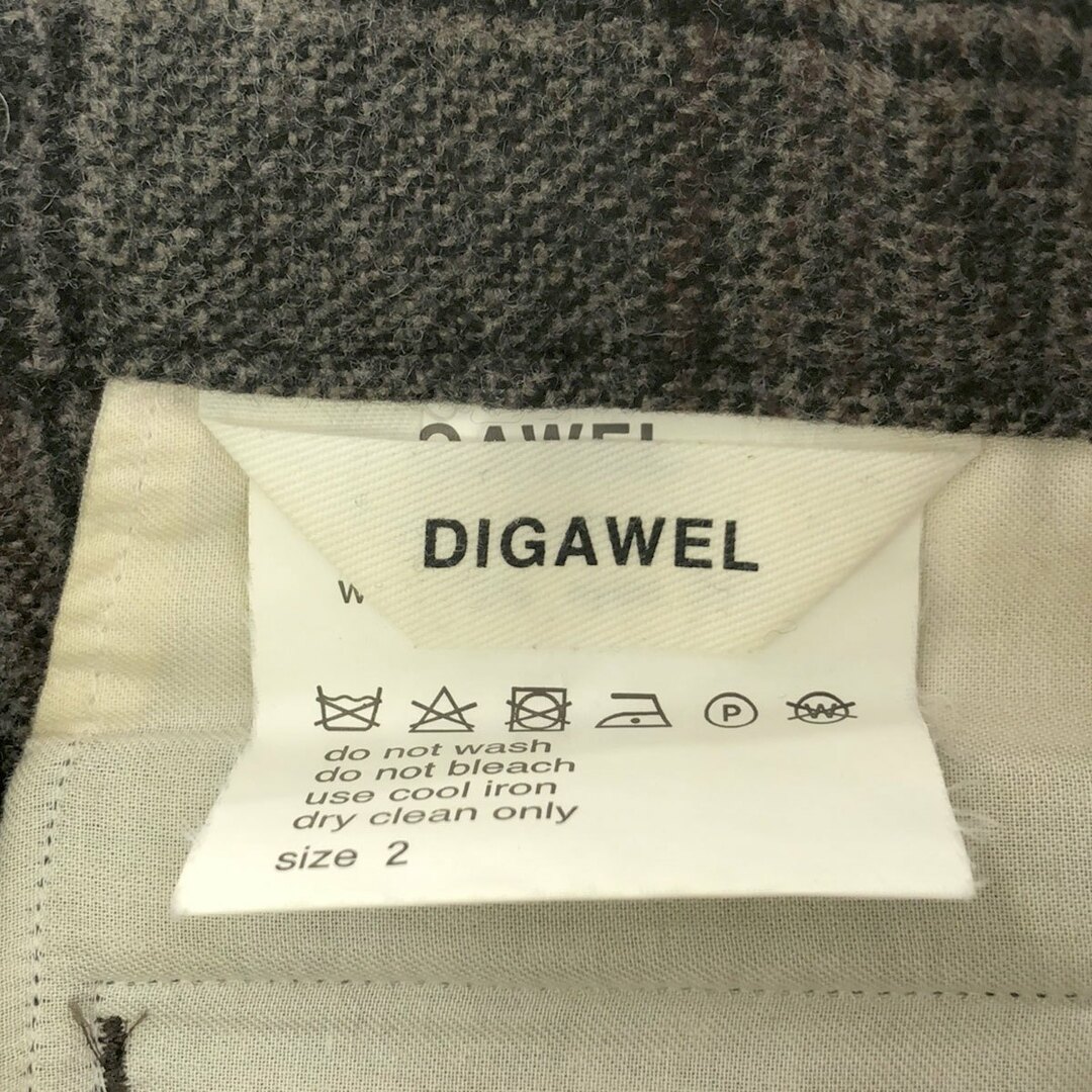 DIGAWEL(ディガウェル)のDIGAWEL ディガウェル 19AW CHECK SLIM EASY PANTS ウールナイロンハウンドトゥースパンツ グレー×ブラウン 2 メンズのパンツ(その他)の商品写真