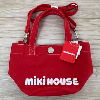 ミキハウス(mikihouse)のミキハウス　トートバッグ　ショルダー  キャンバス　赤　キッズ　バッグ(トートバッグ)