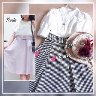 TOCCO closet - 美品 Noela ベルト付サマーカラーフレアスカート ギンガムチェック