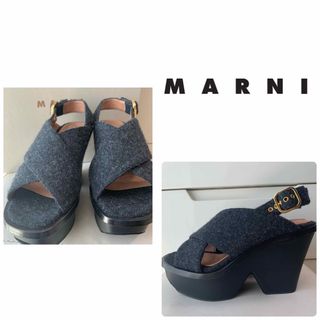 マルニ(Marni)のマルニ　ブラックウール　ウエッジ　サンダル(サンダル)