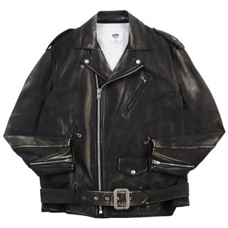 COMME des GARCONS - 【ドンドン見直し】極美品●eYe COMME des GARCONS JUNYA WATANABE MAN アイコムデギャルソンジュンヤワタナベマン BerBerJin ベルベルジン 2021年製 WI-J908 レザー風合い転写 ライダースジャケット ブラック M 日本製 正規品 メンズ