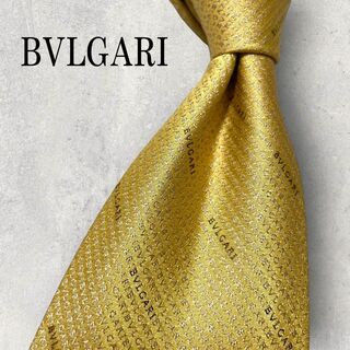 ブルガリ(BVLGARI)の美品 BVLGARI ジャガード ロゴグラム 総ロゴ ネクタイ ゴールド 金(ネクタイ)