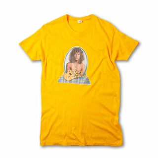 ヘインズ(Hanes)のL 1976年製 ピーターフランプトン Tシャツ イエロー バンT　ビンテージ(Tシャツ/カットソー(半袖/袖なし))