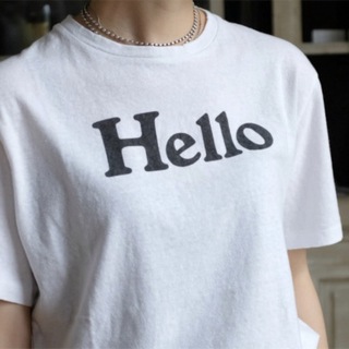 マディソンブルー(MADISONBLUE)のインポート ロゴ Tシャツ HELLO ハロー レディース 白 ホワイト(Tシャツ(半袖/袖なし))