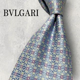 ブルガリ(BVLGARI)の美品 BVLGARI ブルガリ セッテピエゲ ジャガード ドット ネクタイ 水色(ネクタイ)