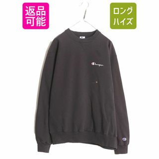 チャンピオン(Champion)の90s チャンピオン ワンポイント スウェット メンズ XXL 古着 90年代 オールド Champion 裏起毛 前V トレーナー スクリプト 大きいサイズ 黒(スウェット)