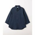 【NAVY】リネンライクスラブツイル 7分袖シャツ <A DAY IN THE 