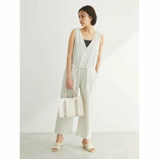 グリーンパークス(green parks)の【ナチュラル】インド綿 麻オールインワン 24SS/レディース/Vネック/ノースリーブ/夏/きれいめ(サロペット/オーバーオール)