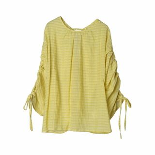 グリーンパークス(green parks)の【イエロー】ELENCARE DUE バックリボンブラウス 24SS/シャーリング/レディース/春夏/着映え(シャツ/ブラウス(長袖/七分))