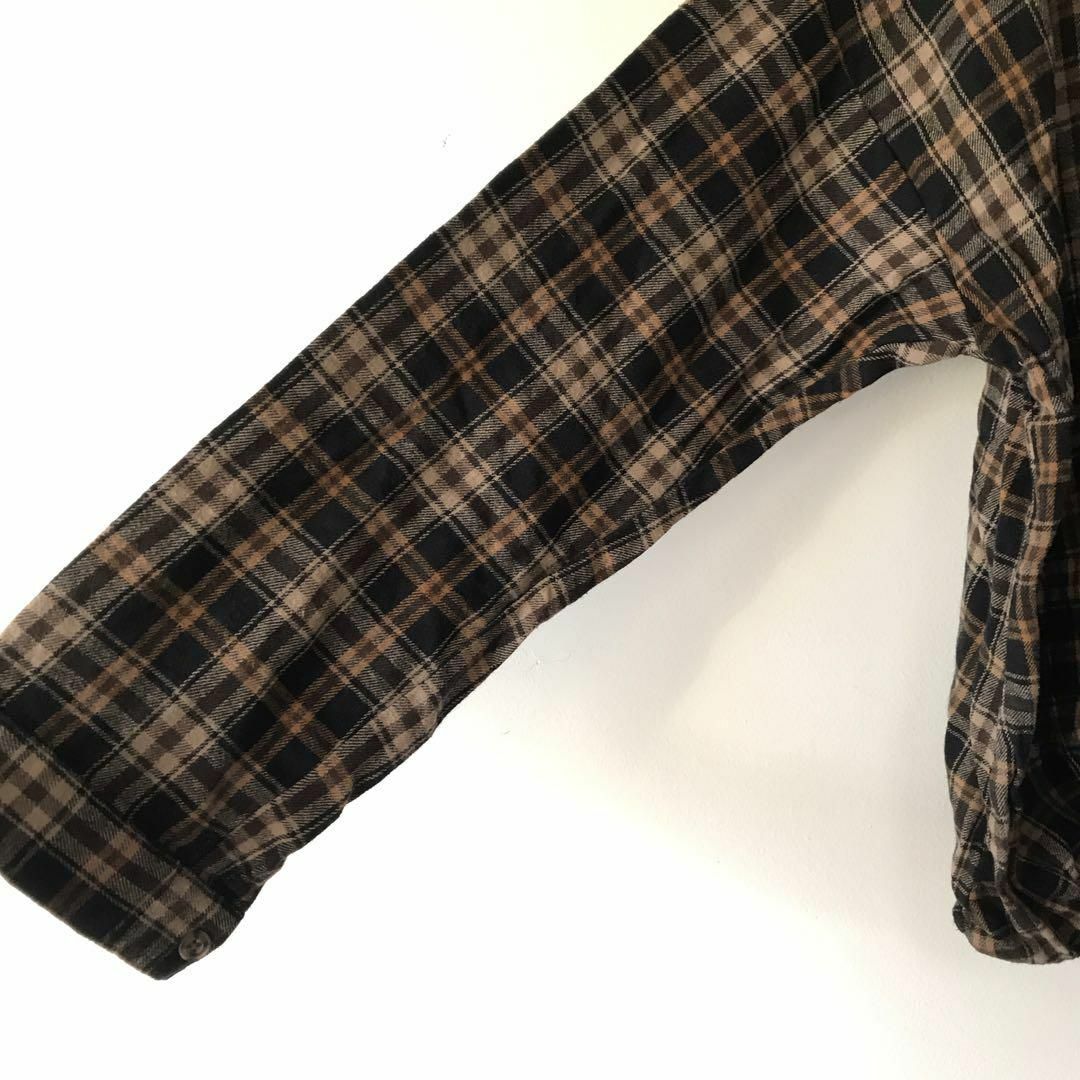 クロスツー スキッパーシャツ M チェック バルーン裾 コットン カジュアル レディースのトップス(シャツ/ブラウス(長袖/七分))の商品写真