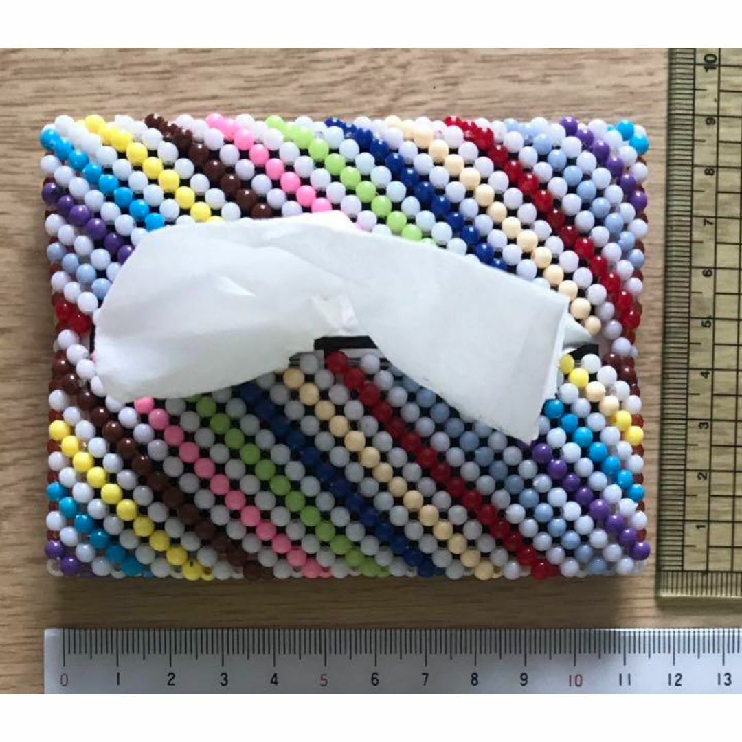 【ハンドメイド】ビーズポケットティッシュケース ハンドメイドのファッション小物(その他)の商品写真