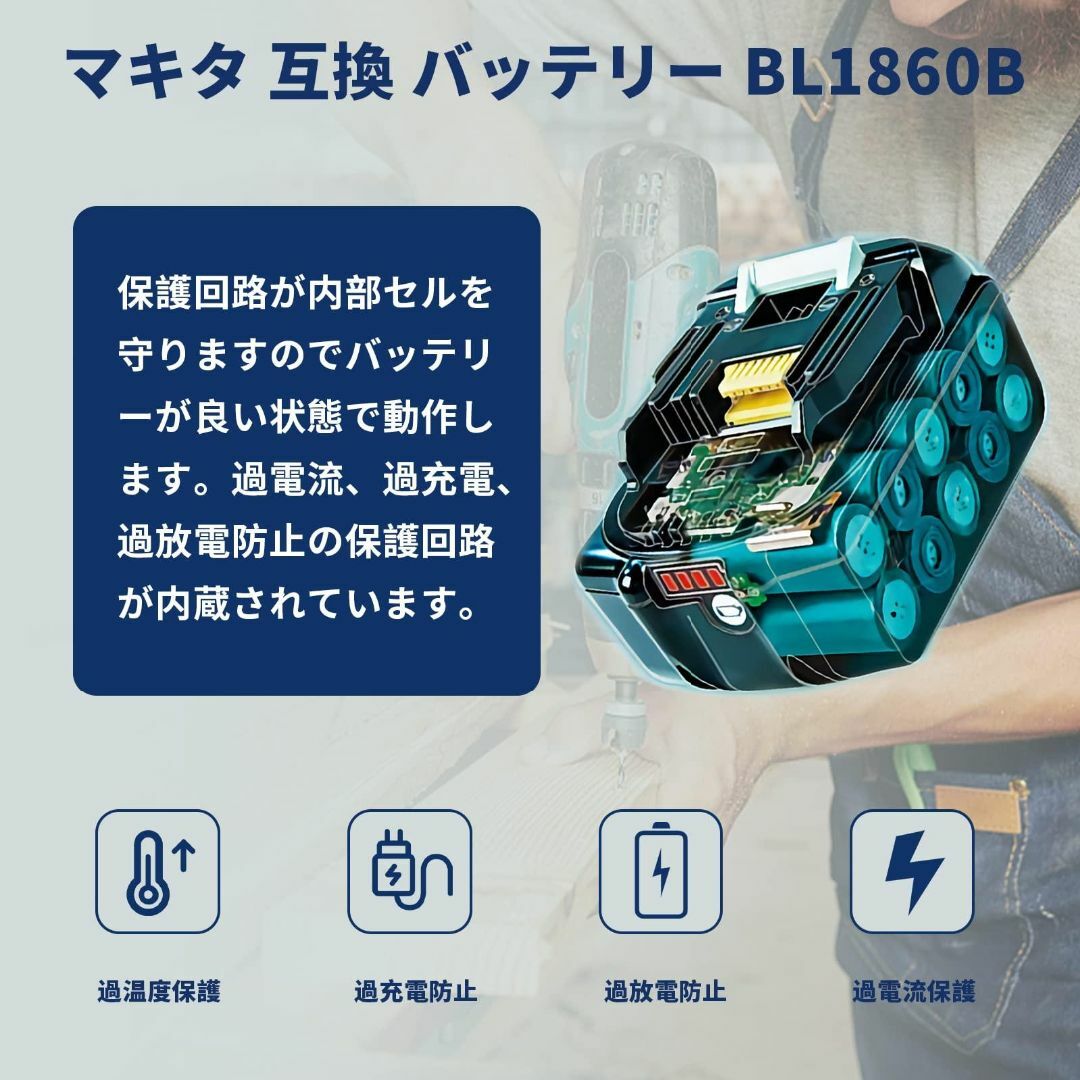  互換 マキタ 18v バッテリー BL1860B 6000mAh 管18Sc レディースのヘアアクセサリー(バレッタ/ヘアクリップ)の商品写真