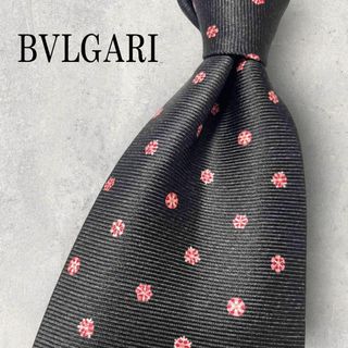 ブルガリ(BVLGARI)の美品 BVLGARI ブルガリ セッテピエゲ 花柄 ドット柄 ネクタイ ブラック(ネクタイ)