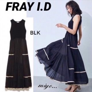 FRAY I.D - FRAY I.D/ニットコンビティアードワンピース/BLK