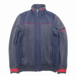 トミーヒルフィガー(TOMMY HILFIGER)のトミーヒルフィガー スウェット × ナイロン ブルゾン ジップアップ  S 紺(ブルゾン)