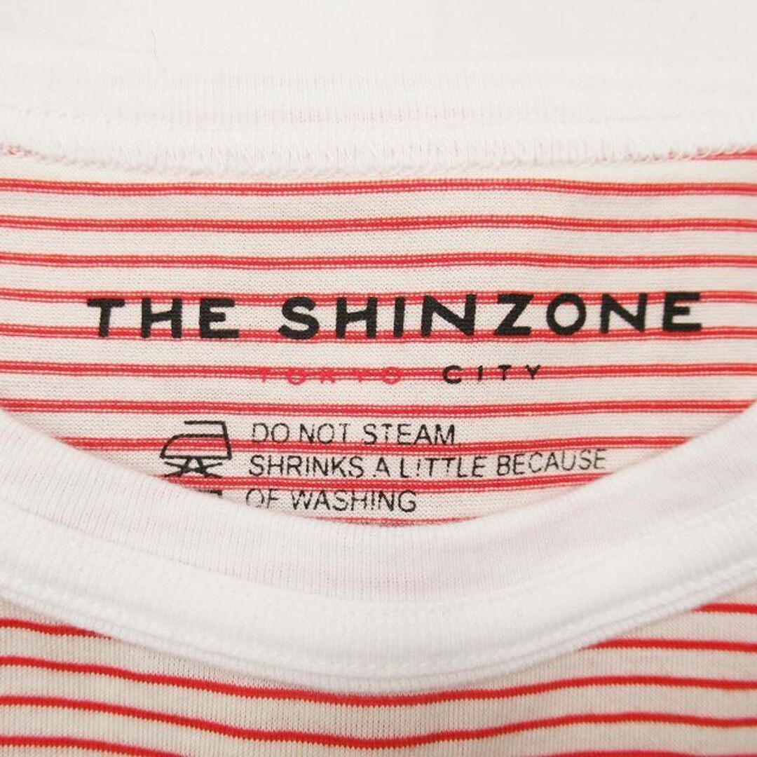 Shinzone(シンゾーン)の美品 シンゾーン Shinzone 細ボーダー Tシャツ 半袖 プルオーバー レディースのトップス(Tシャツ(半袖/袖なし))の商品写真