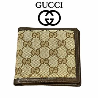 グッチ(Gucci)の即日発送 美品 GUCCI GGキャンバス 二つ折り 財布 キャンバス レザー(折り財布)