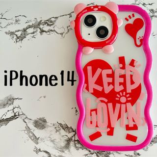 KEEP lovin' iPhone14 ケース　ピンクレッド(iPhoneケース)