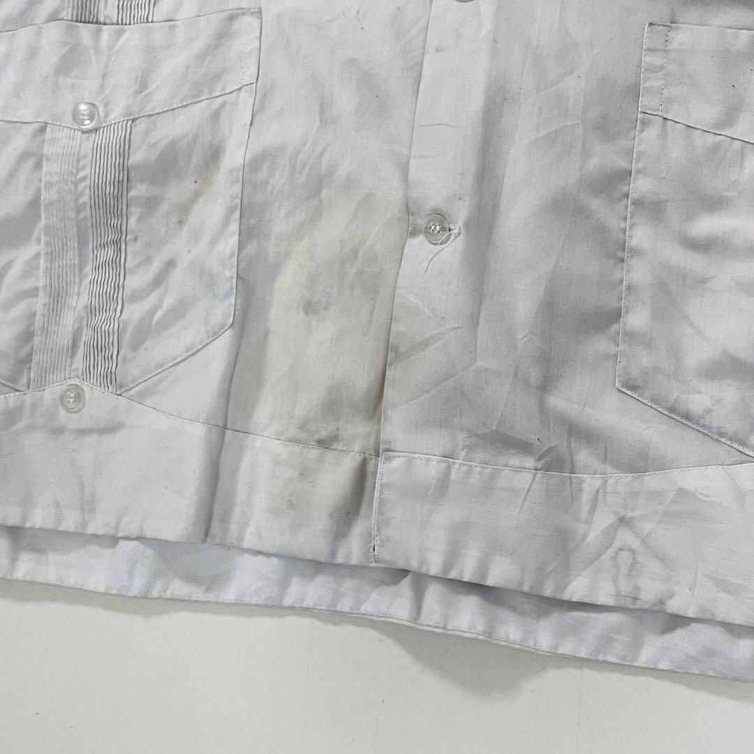 VINTAGE(ヴィンテージ)の古着 メキシコ製 キューバシャツ 4ポケット 開襟 46 ホワイト 白 メンズのトップス(Tシャツ/カットソー(半袖/袖なし))の商品写真