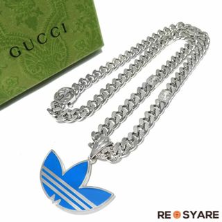 グッチ(Gucci)の極美品 GUCCI×adidas グッチ × アディダス トレフォイル GG インターロッキング ゴルメット チェーン ネックレス ペンダント 46447(ネックレス)