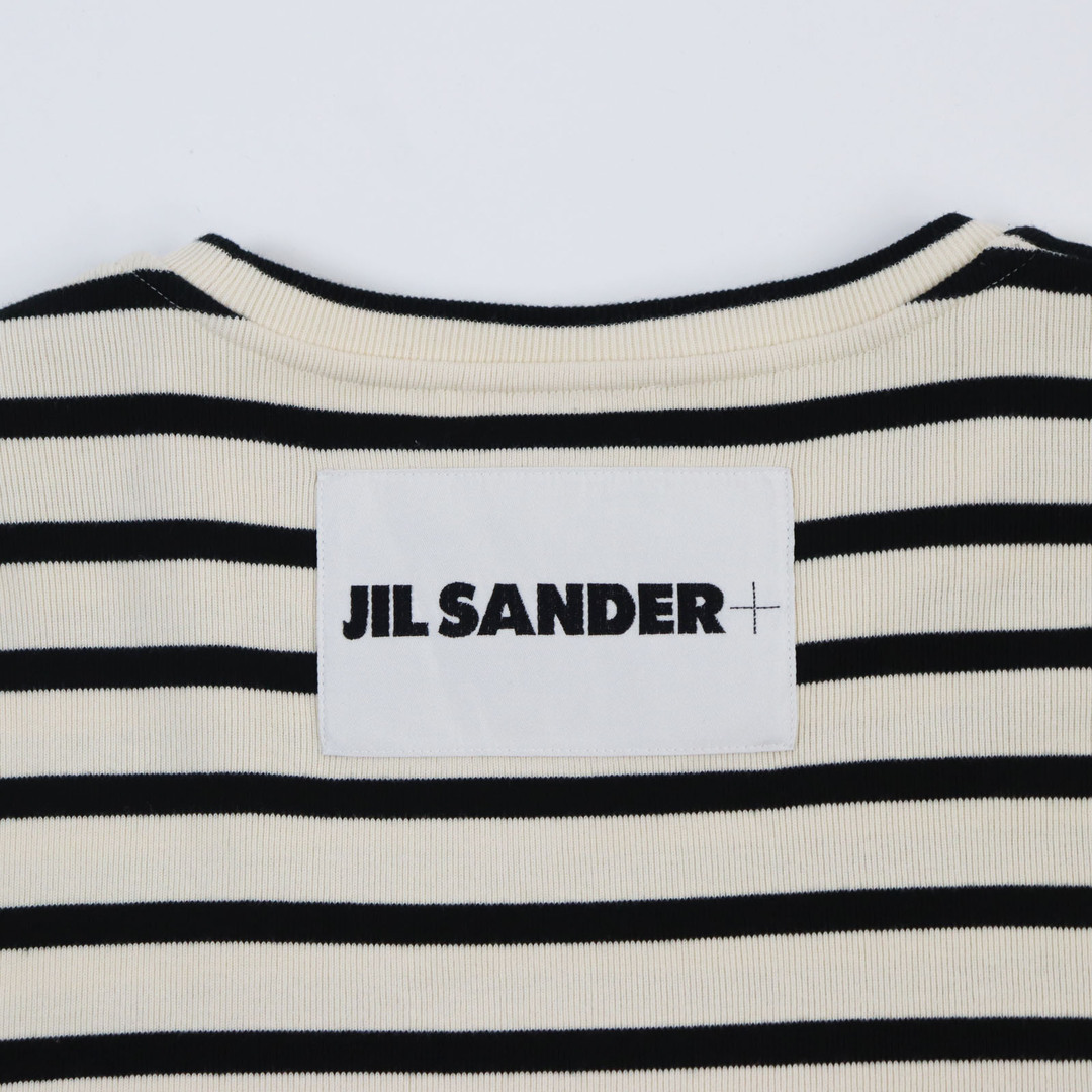 【ドンドン見直し】極美品●JIL SANDER+ ジルサンダープラス JPUU707536MU24751821 ボーダー柄 半袖Ｔシャツ アイボリー ブラック M イタリア製 正規品 メンズ メンズのトップス(Tシャツ/カットソー(半袖/袖なし))の商品写真