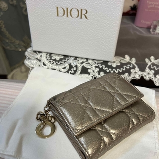 クリスチャンディオール(Christian Dior)の折り財布　ゴールド　美品(財布)