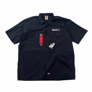 ディッキーズ(Dickies)のデッドストック 企業ロゴ 刺繍 Dickies ワークシャツ ブラック XL(Tシャツ/カットソー(半袖/袖なし))