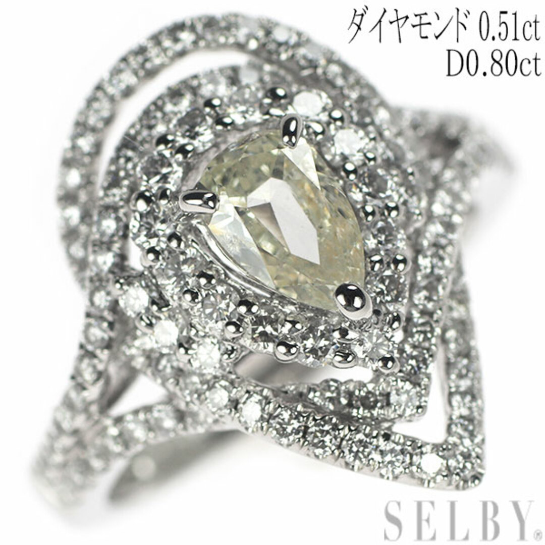 Pt900 ペアシェイプ ダイヤモンド リング 0.51ct D0.80ct レディースのアクセサリー(リング(指輪))の商品写真