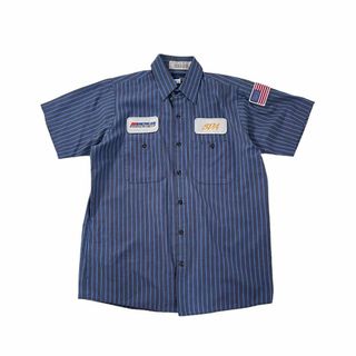 ヴィンテージ(VINTAGE)のメキシコ製 古着 ワークシャツ アメリカ ワッペン 企業 半袖 アメカジ M(Tシャツ/カットソー(半袖/袖なし))