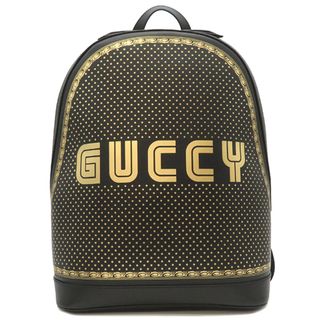 Gucci - グッチ GUCCI リュック・デイパック GUCCY MAGNETISMOコラボ バックパック  レザー ブラック×ゴールド シルバー金具 星 金 黒  449906 【保存袋】【中古】